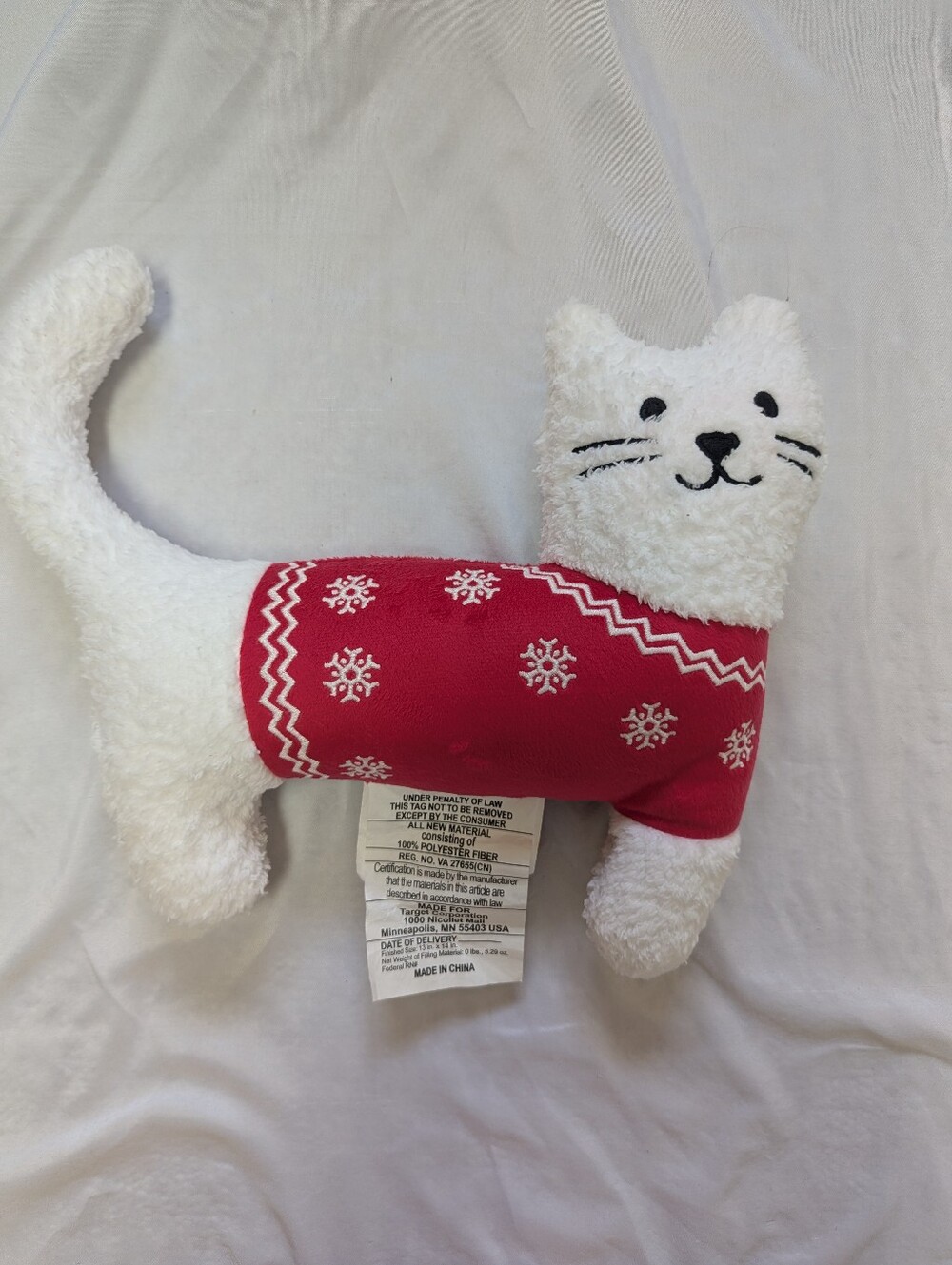 Target Wondershop Cat Shaped Red Snowflake Sweater Decorative Toss Pillow 2023